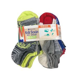 Member's Mark Boy's 10-Pack No Show Cushioned Footbed Socks - Grey Multi